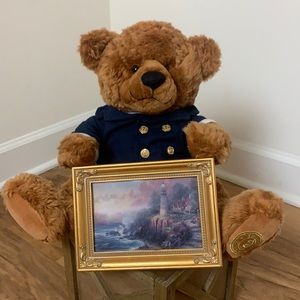 Thomas Kinkade "The Light of Piece" Sailor Teddy Bear with Print in Frame to Han
